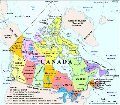 Map of Canada with Provinces