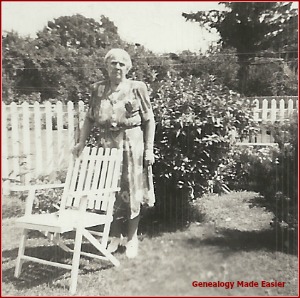 Grandma in back yard