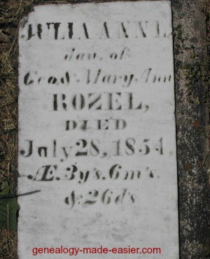 1854 Young child's gravestone